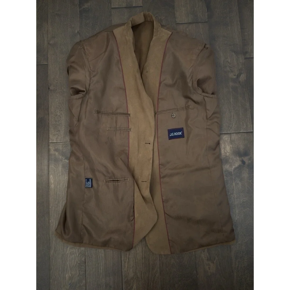 JG Hook Suede Men's 44L Blazer Camel Color Sports Jacket Coat Western‎ 2-Button